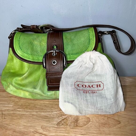 Coach, Green, Brown & Cream Upcycled Leather Wristlet Handpainted & Dyed - Picture 11 of 14